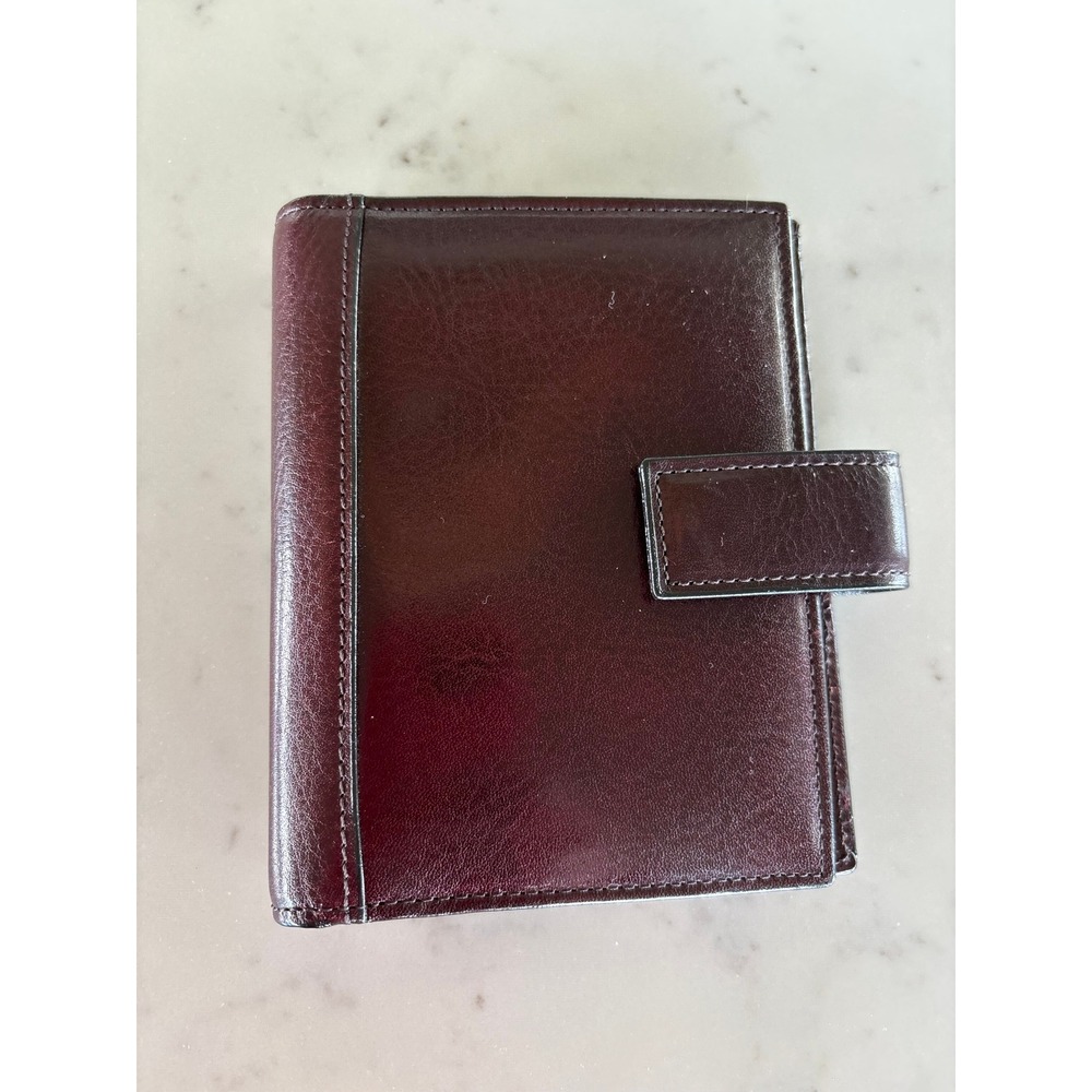 Tumi Mens Burgundy Leather Bifold Wallet with Tab Closure‎ Mahogany Card Holder